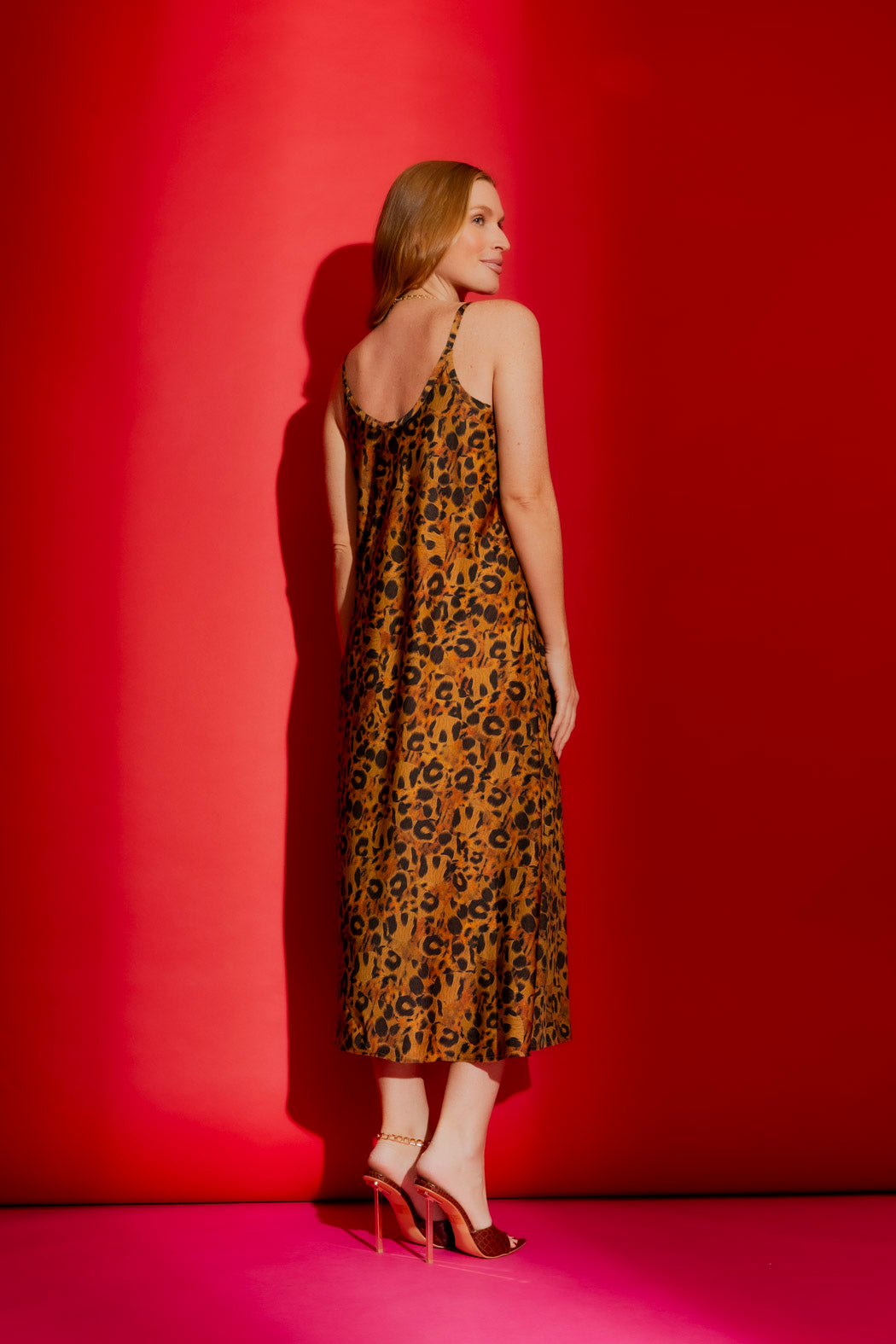 Tan Animal Bias Dress