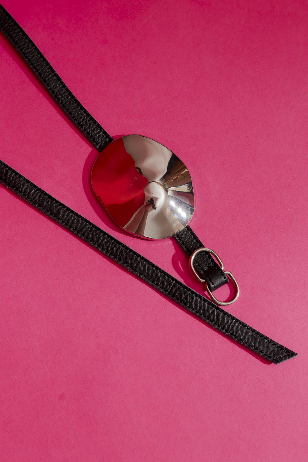 Silver Leather Dome Belt Silver O/S