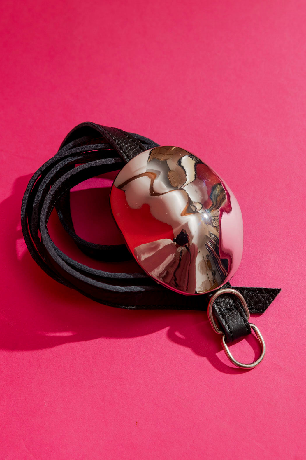 Silver Leather Dome Belt Silver O/S