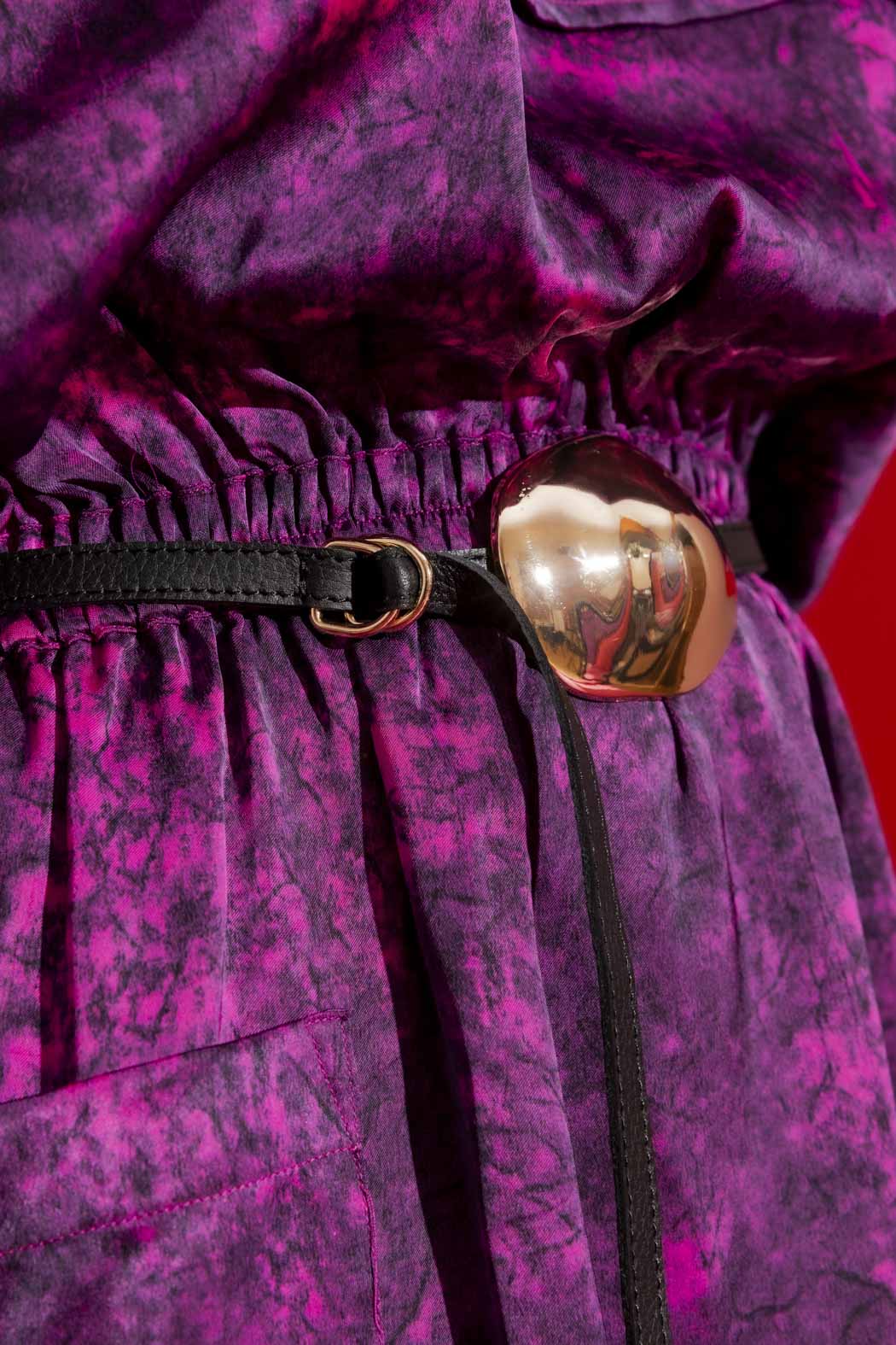 Gold Leather Dome Belt Gold O/S