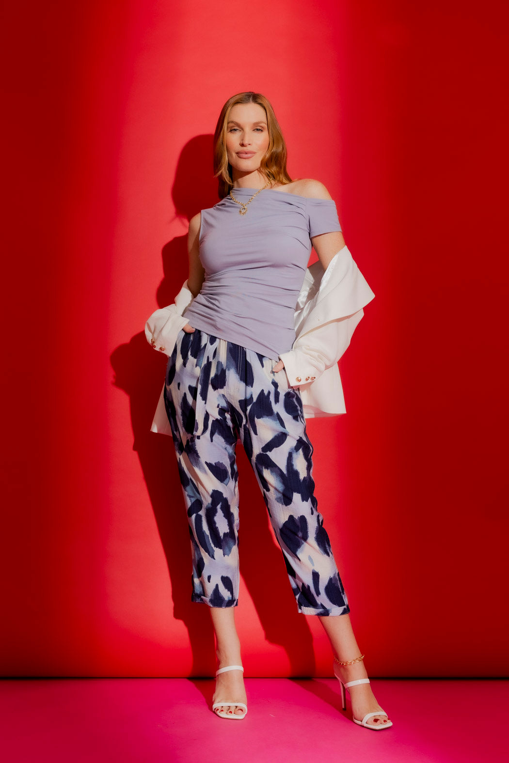 Lilac Tencel Drape Cap Sleeve Top