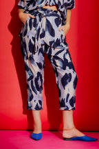 Blue Print Paperbag Pant