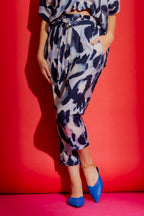 Blue Print Paperbag Pant