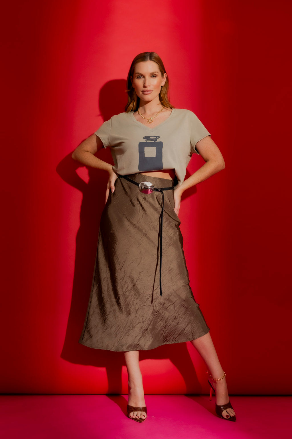 Khaki Washed Perfume T-Shirt