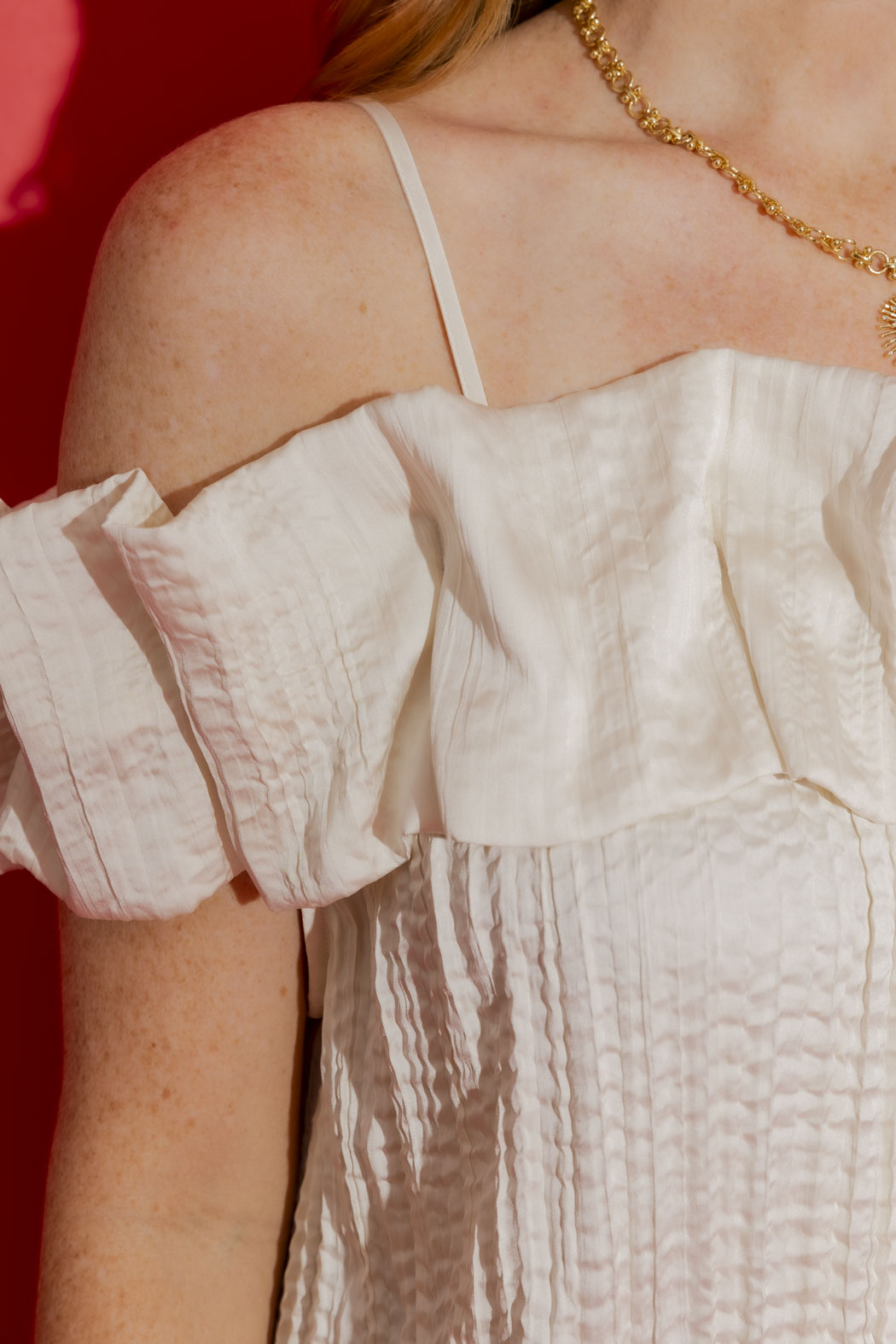 Ivory Off Shoulder Ruffle Top