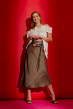 Silver Leather Dome Belt Silver O/S
