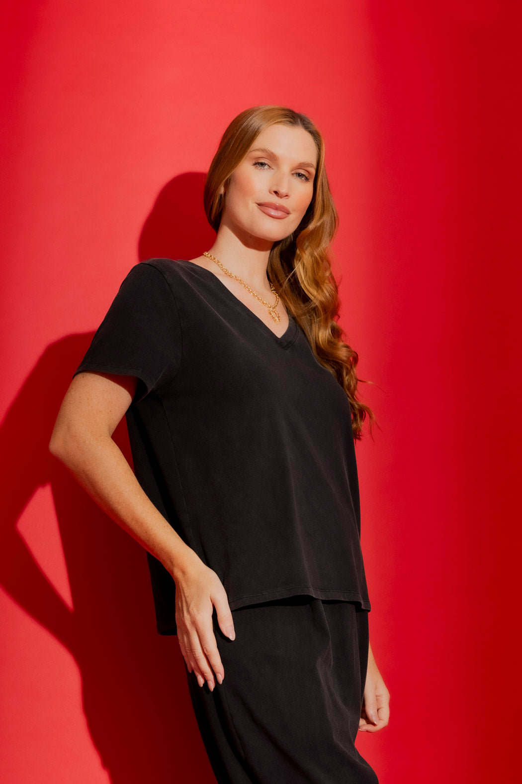 Washed Black V-Neck Tee Washed Black