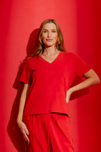 Washed Red V-Neck Tee Washed Red