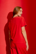 Washed Red V-Neck Tee Washed Red