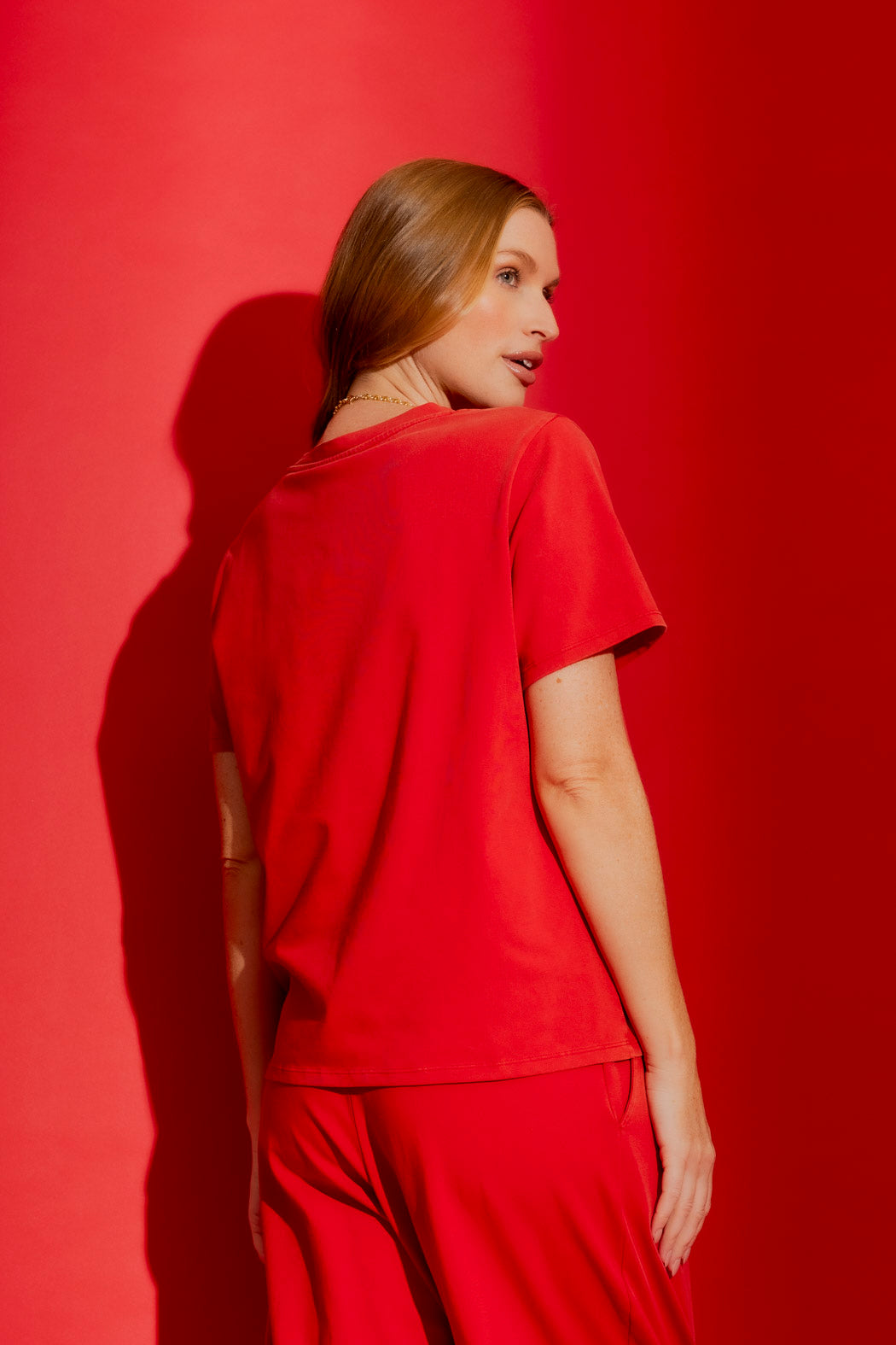 Washed Red V-Neck Tee Washed Red