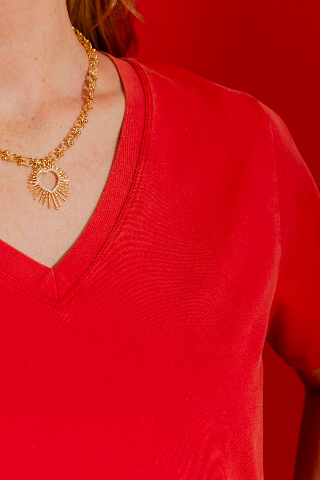 Washed Red V-Neck Tee Washed Red