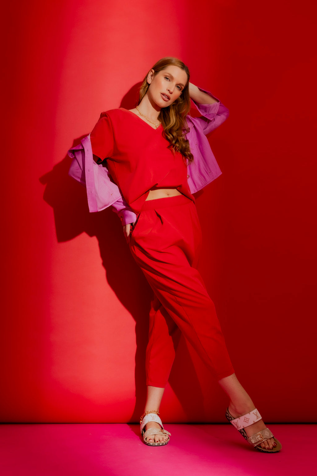 Washed Red V-Neck Tee Washed Red