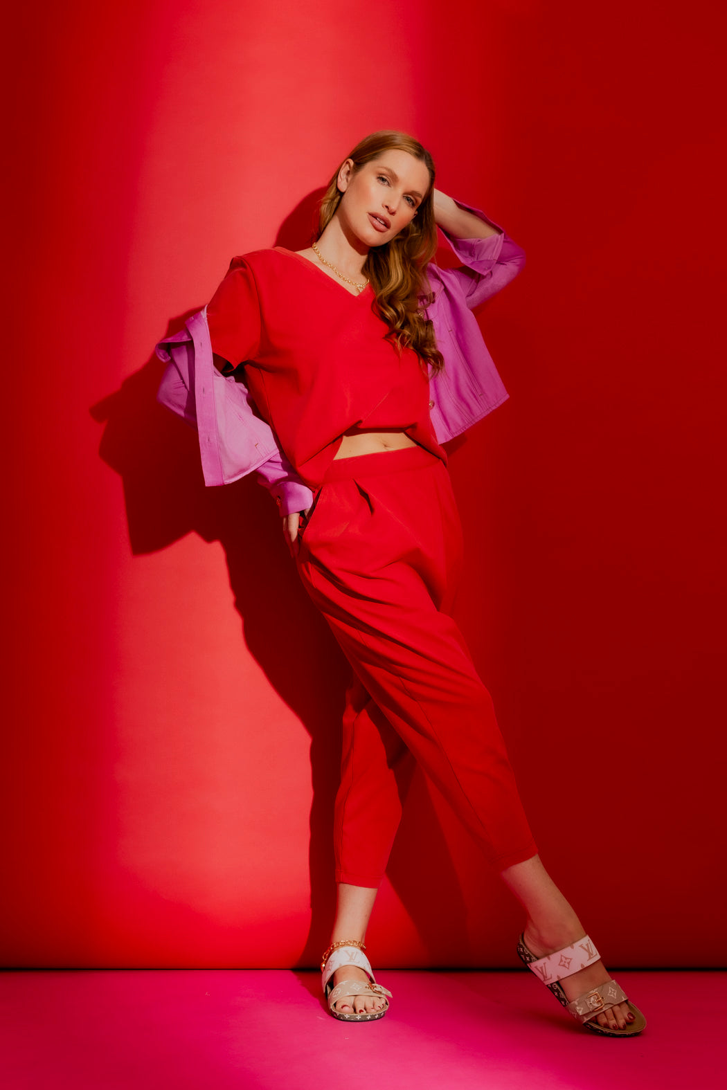 Washed Red V-Neck Tee Washed Red