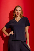 Washed Navy V-Neck Tee Washed Navy