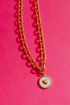 Gold Mother Of Pearl Heart Necklace Gold O/S