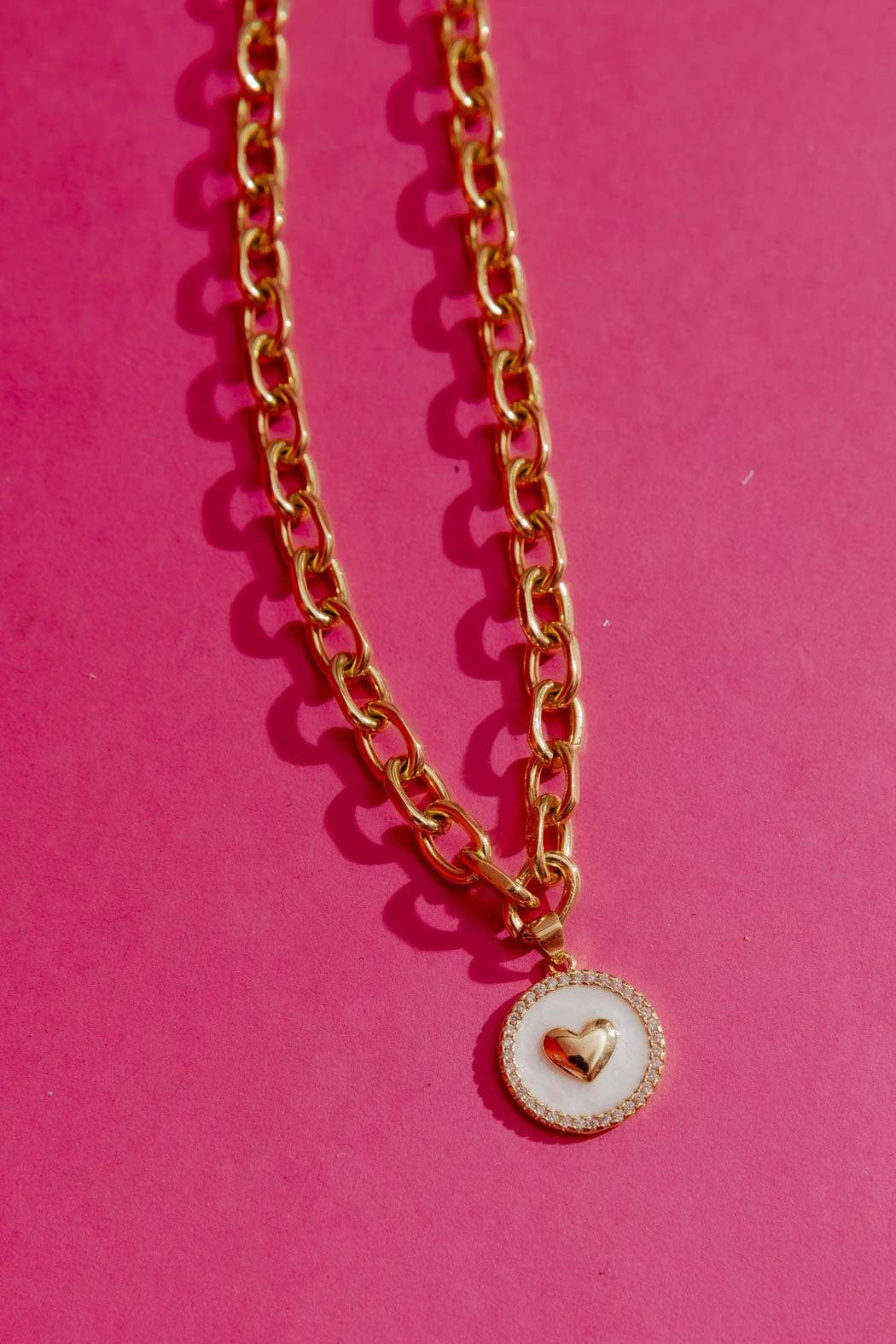 Gold Mother Of Pearl Heart Necklace Gold O/S