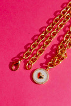 Gold Mother Of Pearl Heart Necklace Gold O/S