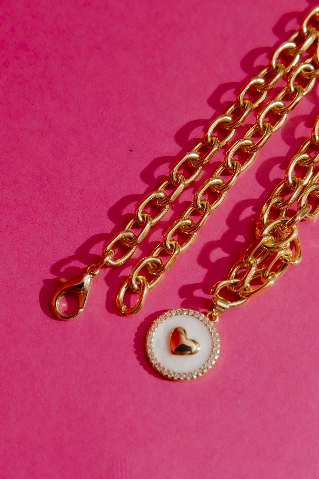 Gold Mother Of Pearl Heart Necklace Gold O/S
