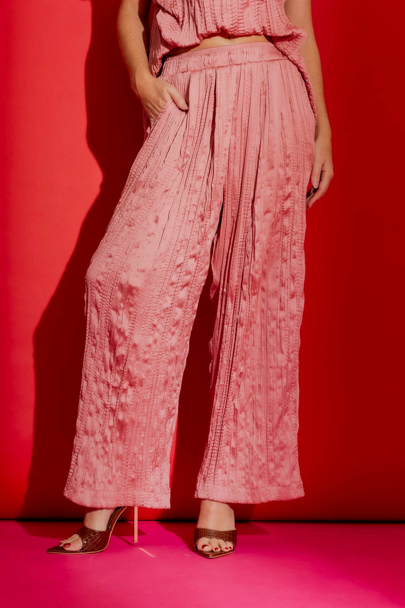 Pink Pull-On Pleat Pant