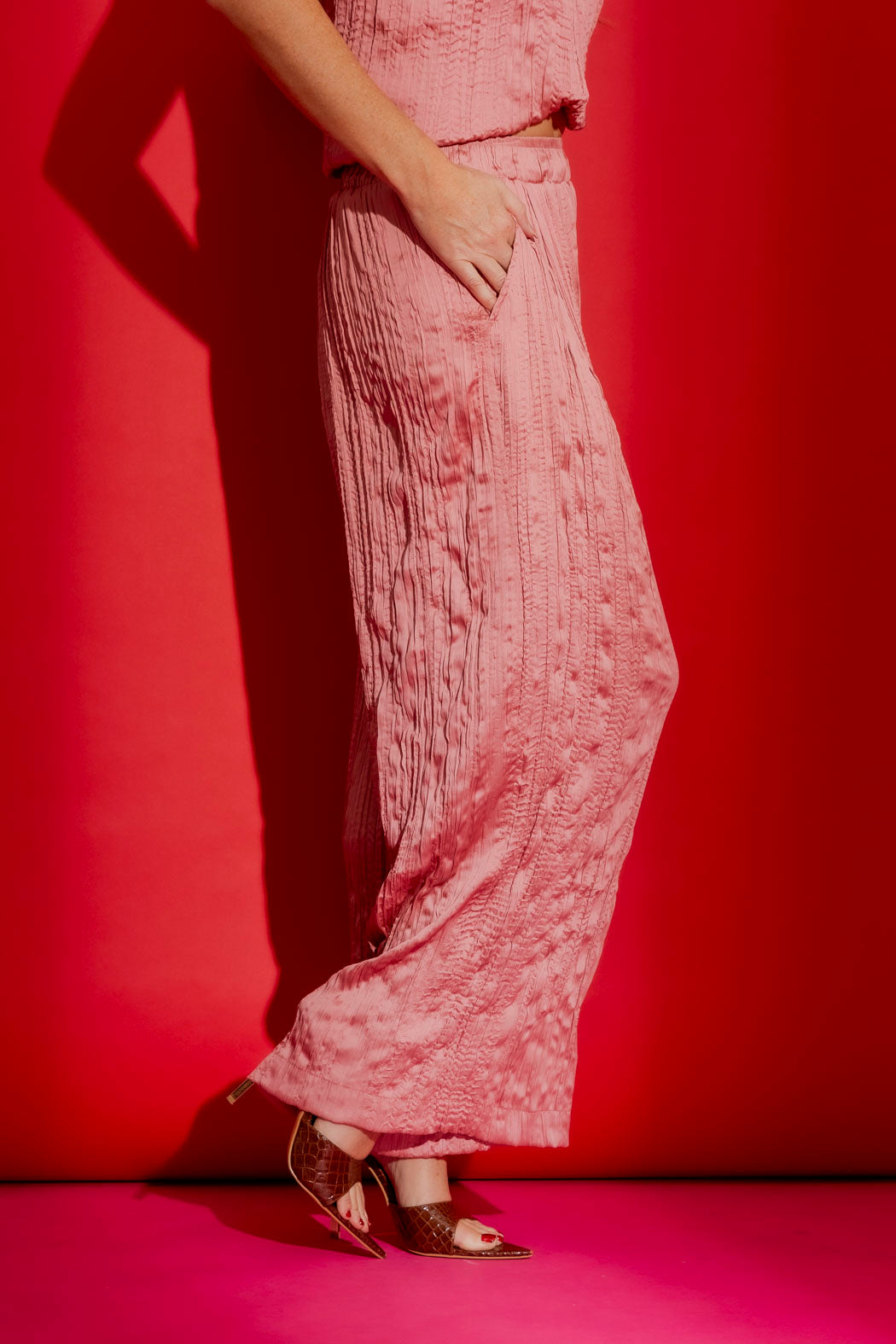 Pink Pull-On Pleat Pant