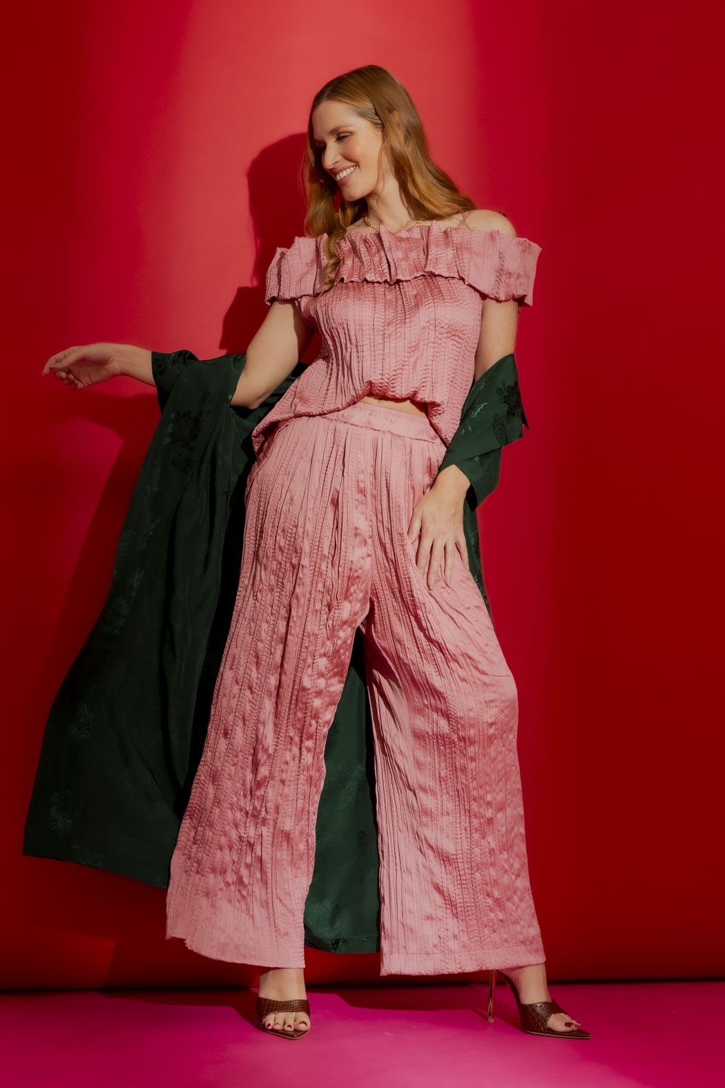 Pink Pull-On Pleat Pant