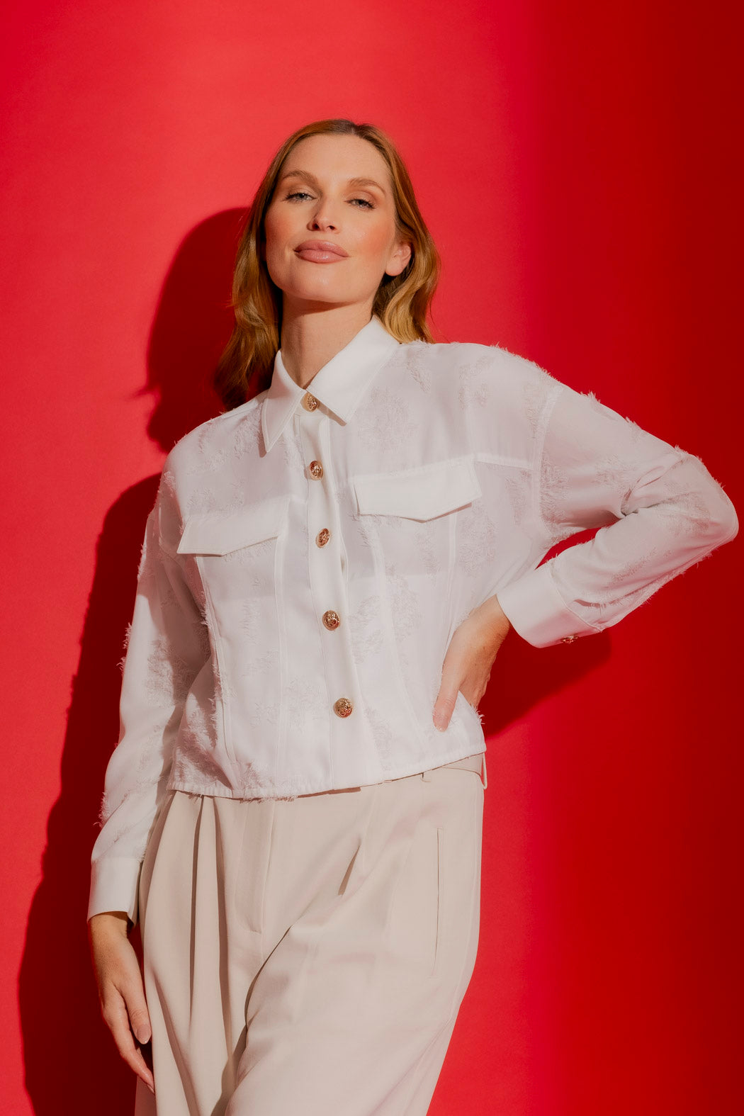 White Embossed Dallas Jacket