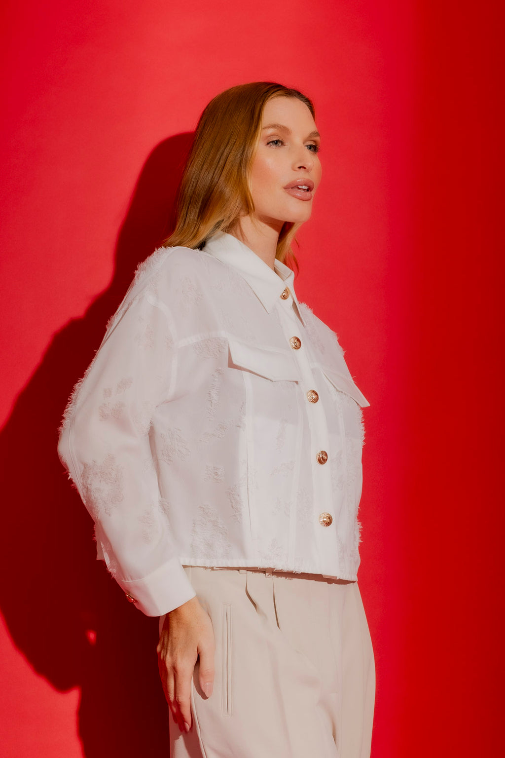 White Embossed Dallas Jacket