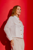 White Embossed Dallas Jacket