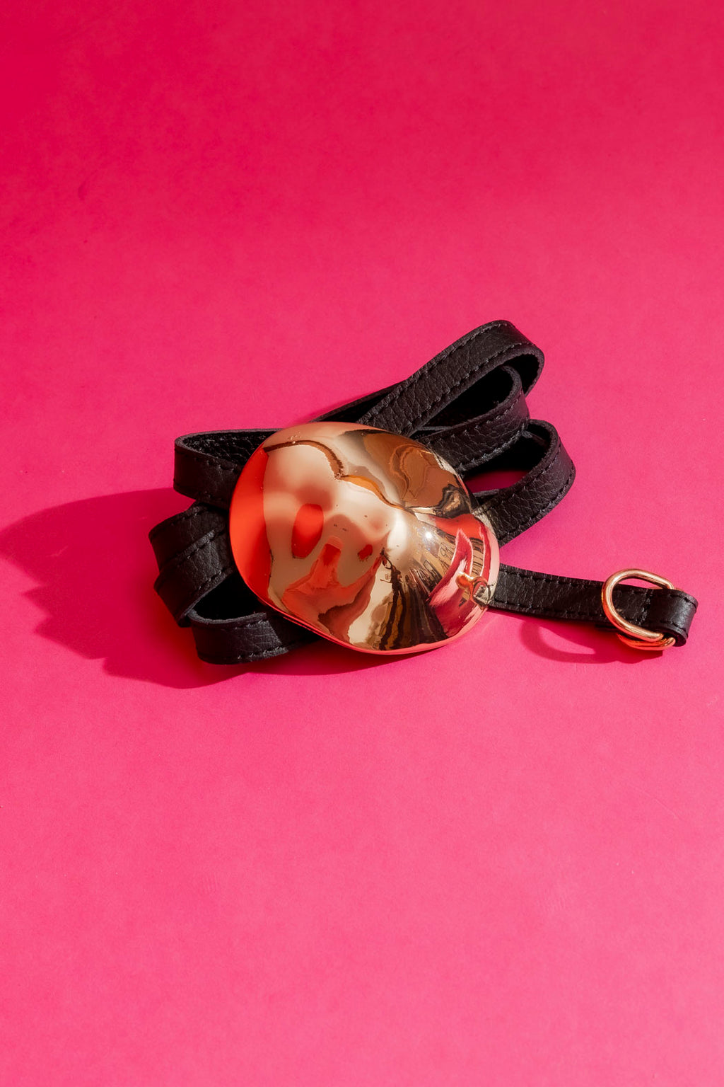 Gold Leather Dome Belt Gold O/S