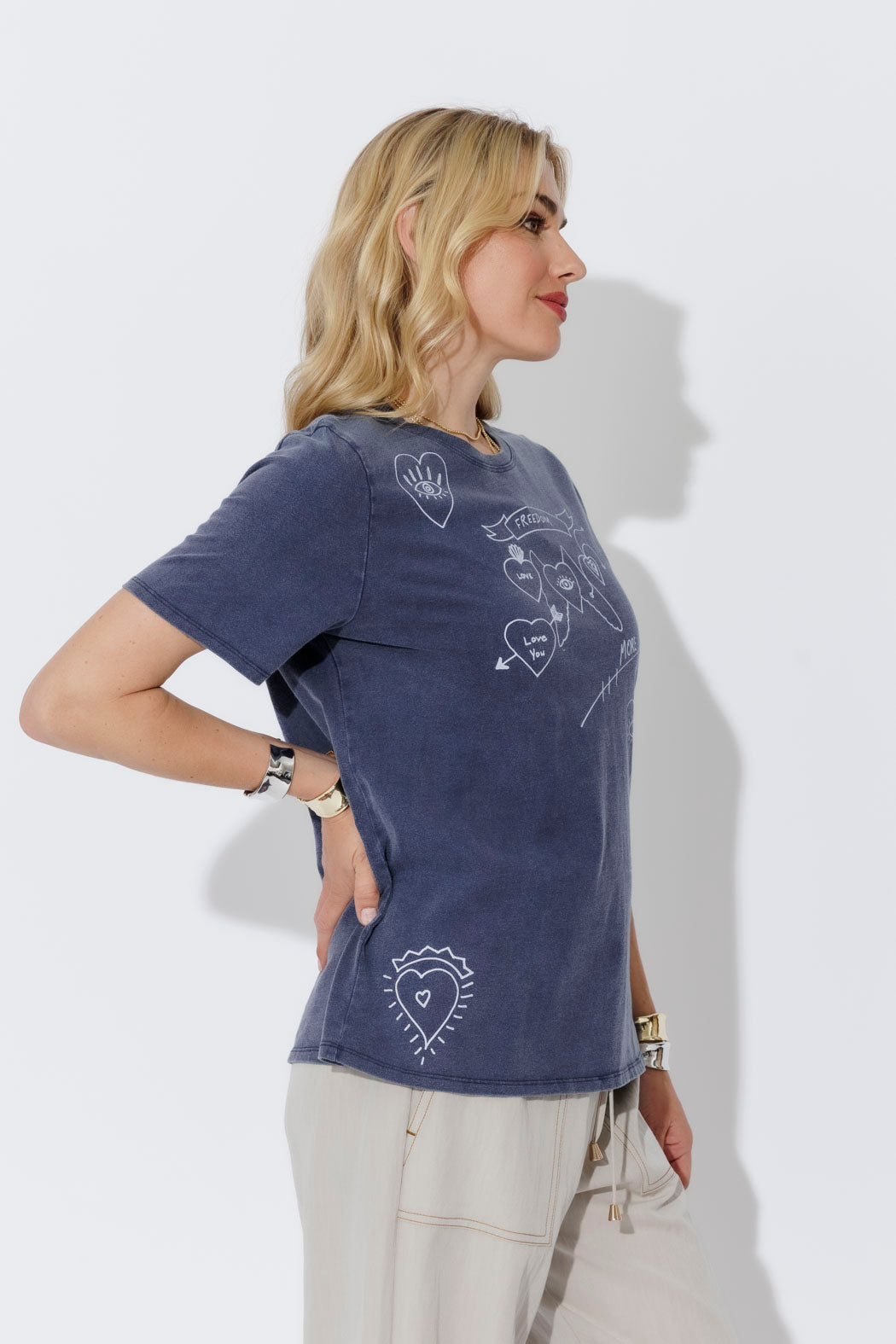 Navy Washed Cotton Freedom T-Shirt