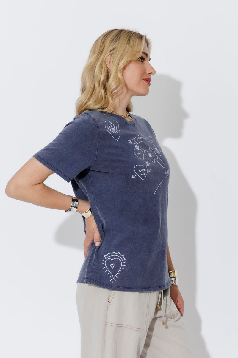Navy Washed Cotton Freedom T-Shirt