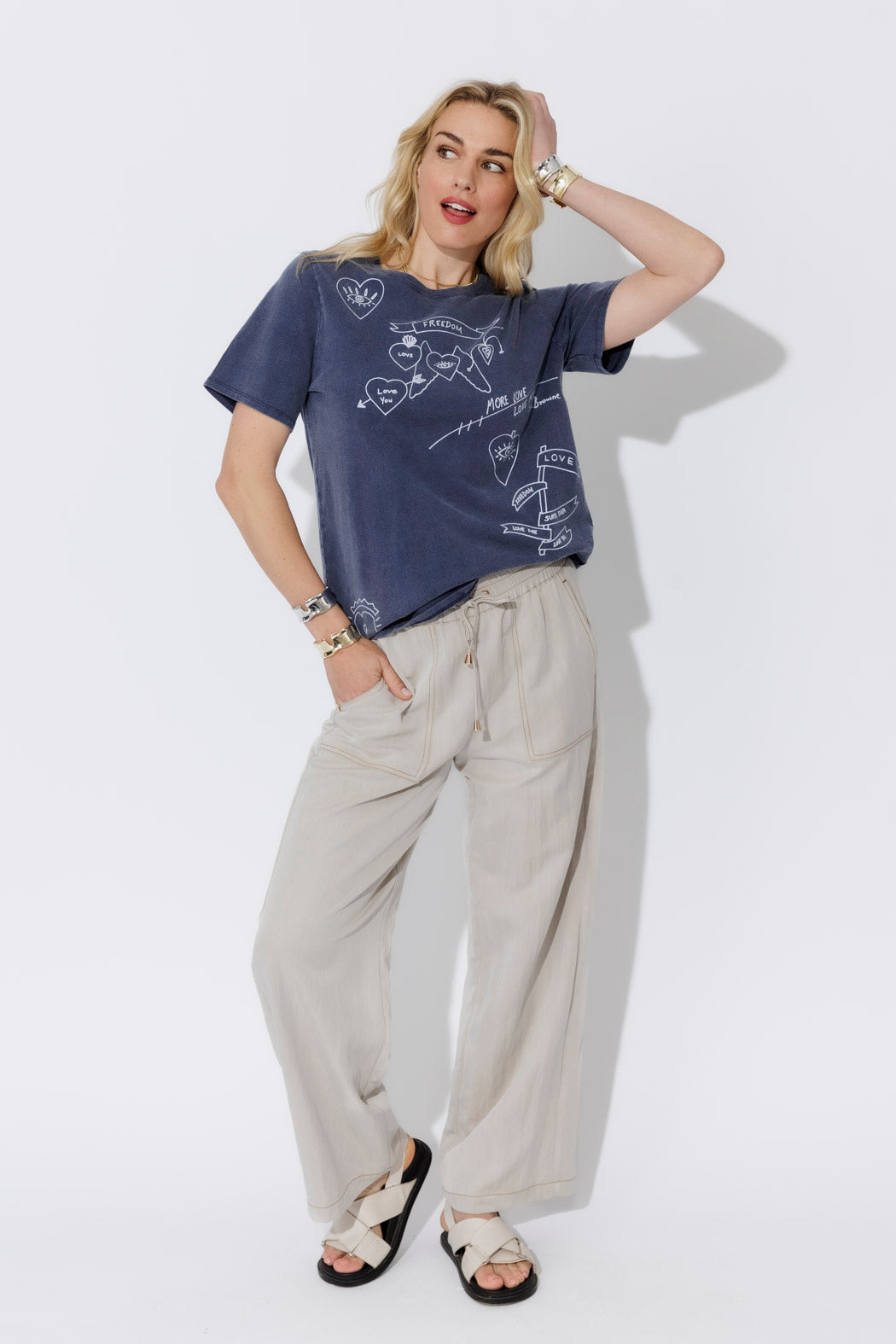 Navy Washed Cotton Freedom T-Shirt