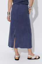 Navy Washed Cotton Drawstring Skirt