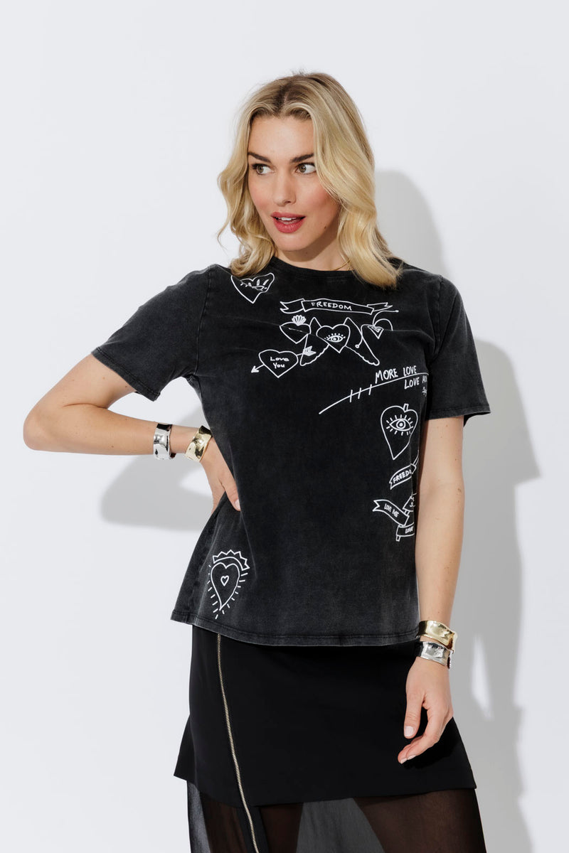 Charcoal Washed Cotton Freedom T-Shirt