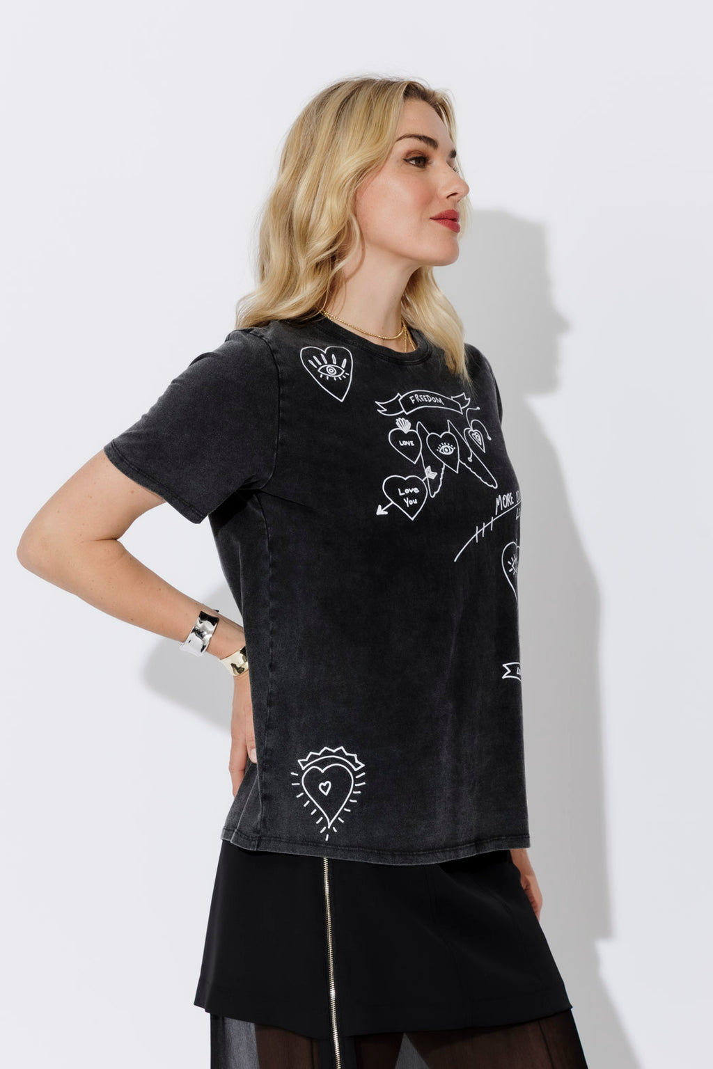 Charcoal Washed Cotton Freedom T-Shirt