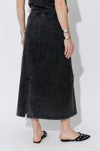 Charcoal Washed Cotton Drawstring Skirt