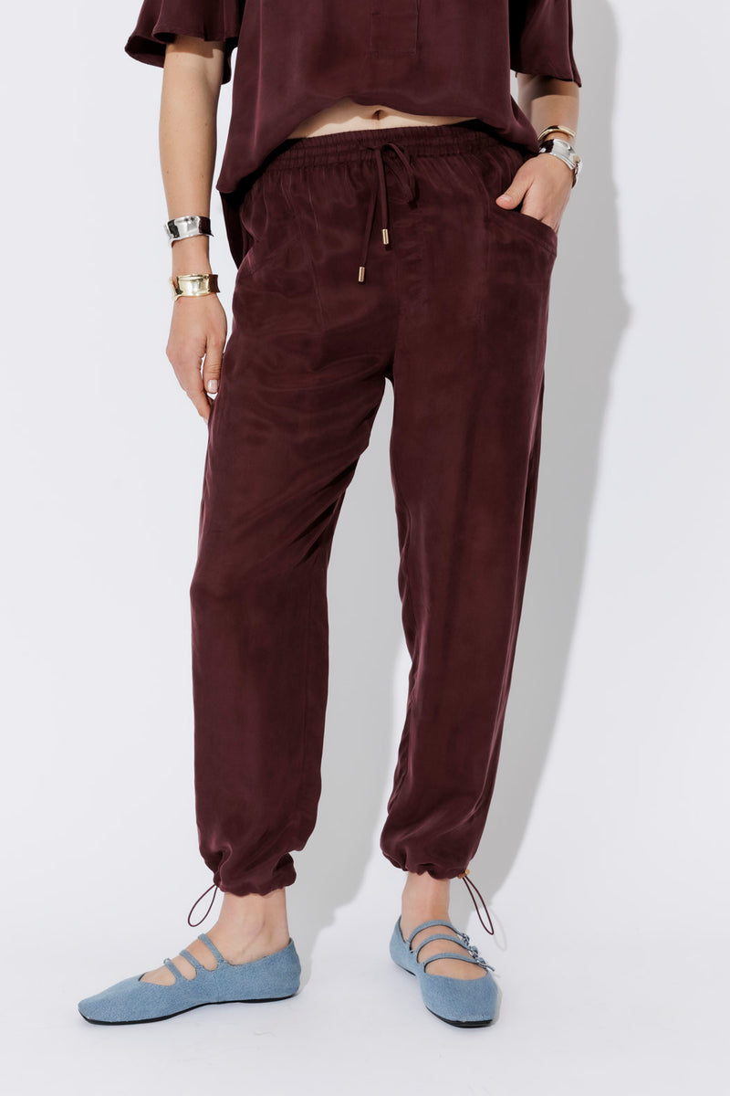 Chocolate Cupro Dart Pant