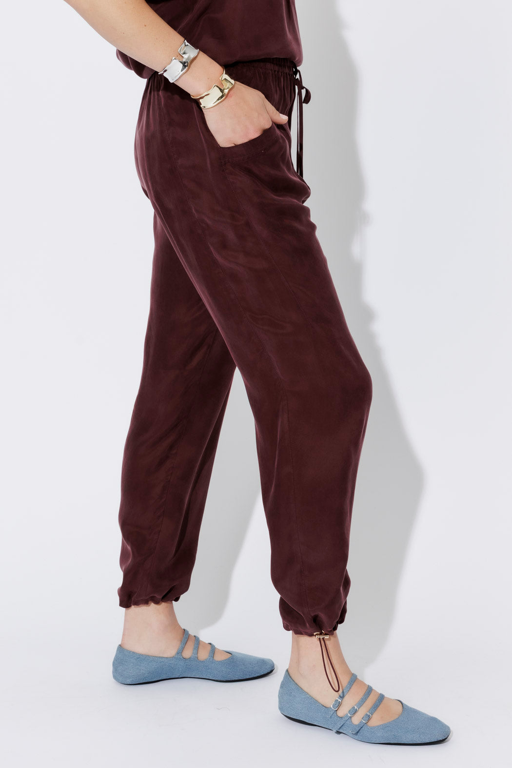 Chocolate Cupro Dart Pant