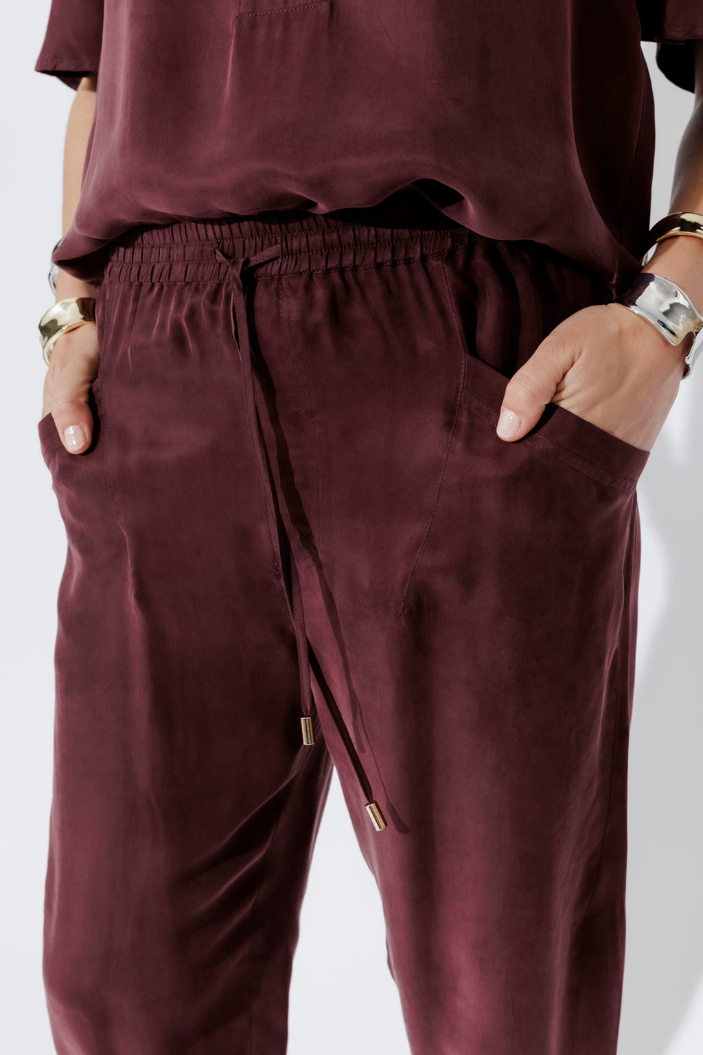 Chocolate Cupro Dart Pant
