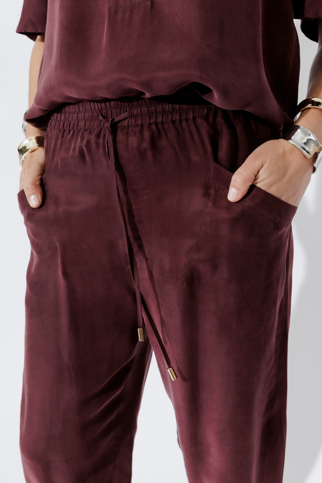 Chocolate Cupro Dart Pant