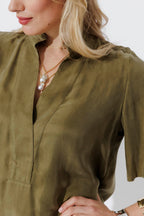 Soft Khaki Cupro Fluted Blogger Shirt