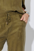 Soft Khaki Cupro Dart Pant