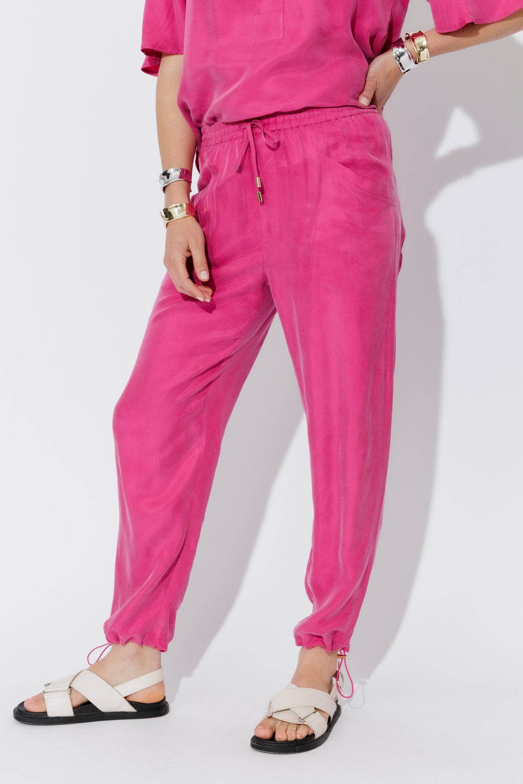 Pink Cupro Dart Pant