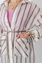 Brown/White Long Lyocell Shirt