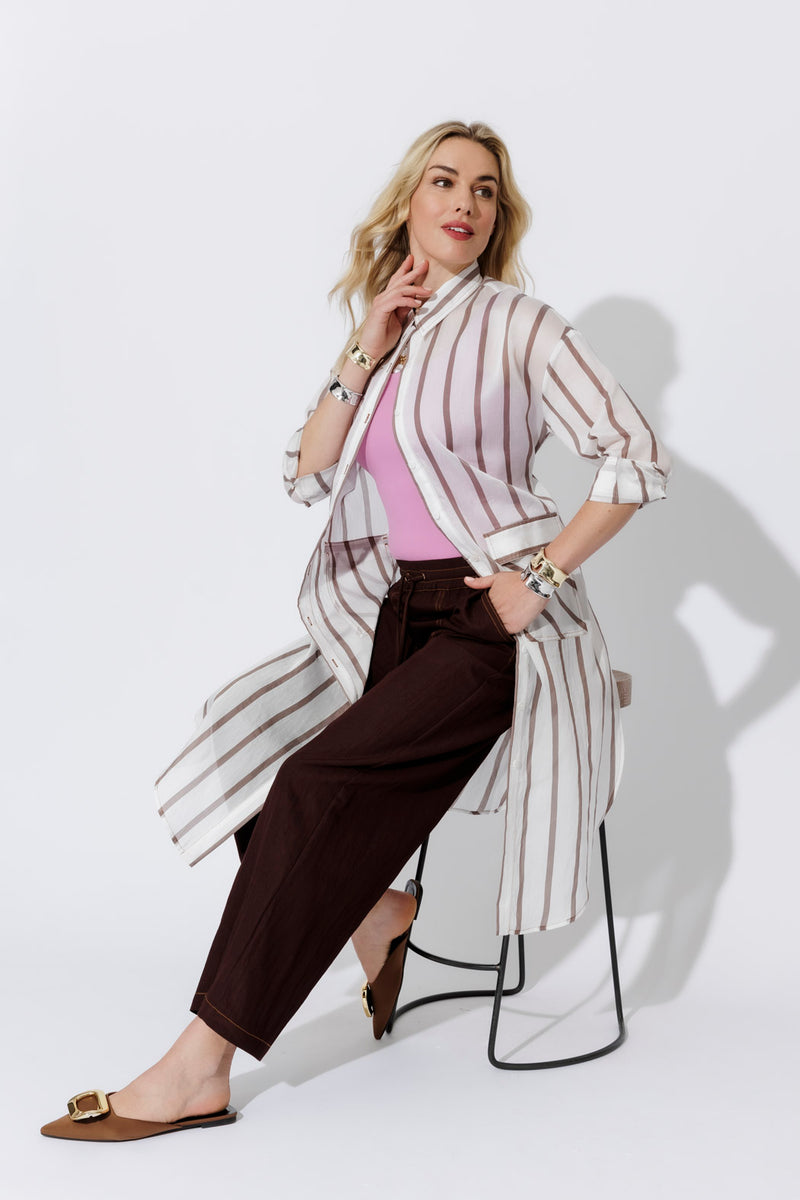 Brown/White Long Lyocell Shirt