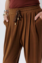 Brown Tencel Tie Pant