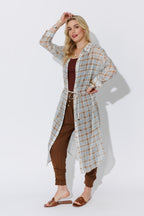 Blue/Tan Long Chiffon Shirt