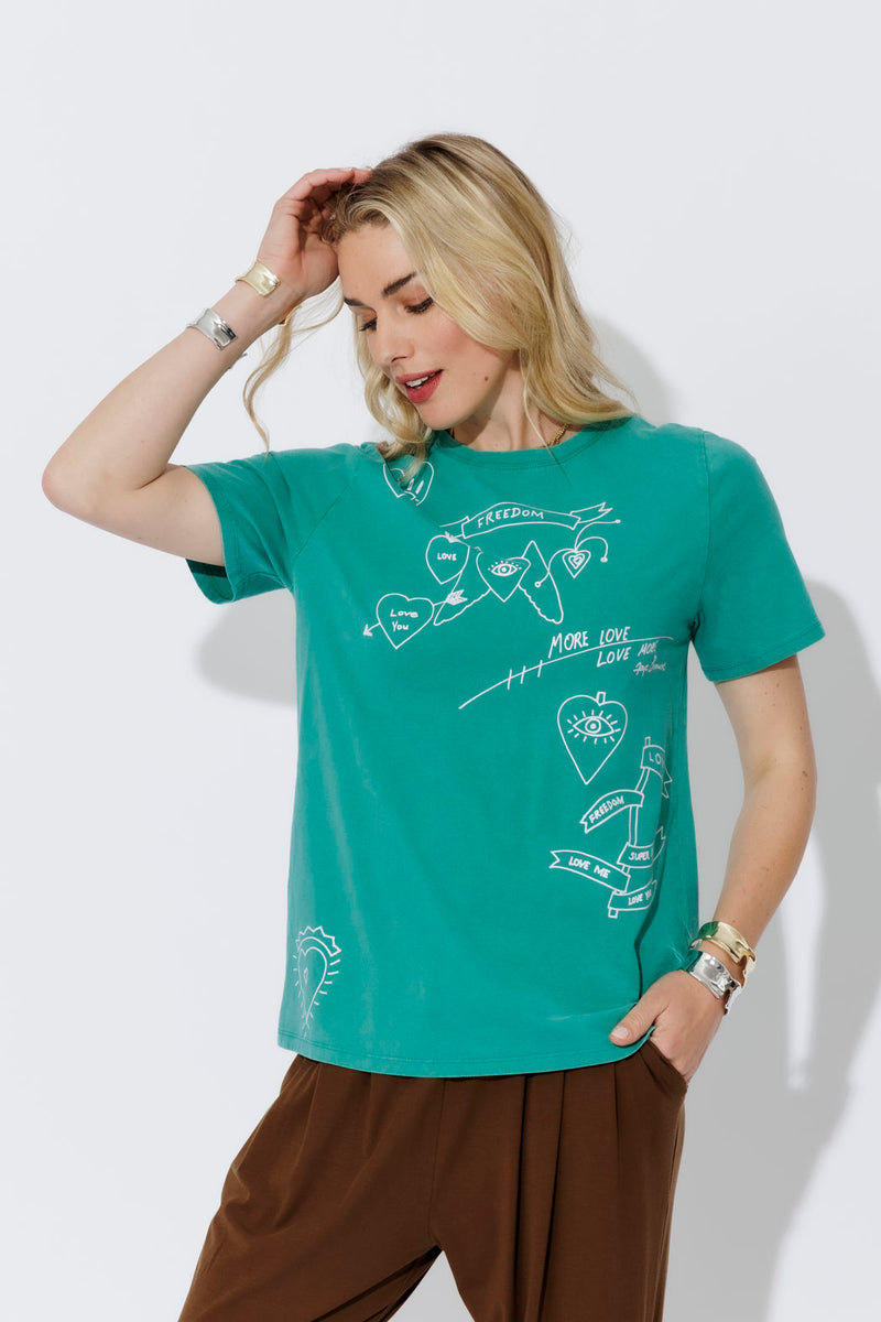 Aqua Washed Cotton Freedom T-Shirt