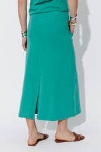 Aqua Washed Cotton Drawstring Skirt