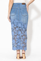 Blue Lace Denim Skirt